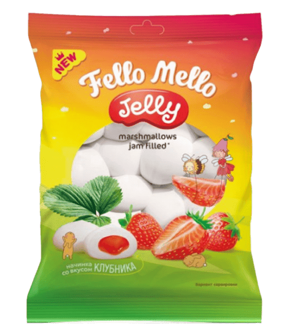 Маршмеллоу c начинкой. "FELLO MELLO"  КЛУБНИКА