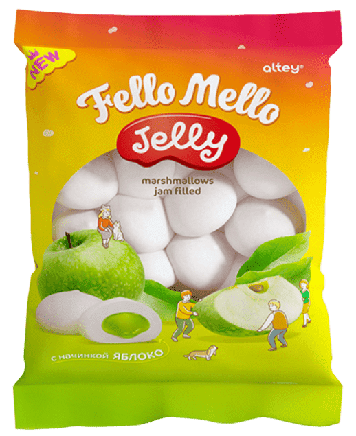 Маршмеллоу c начинкой. "FELLO MELLO"  ЯБЛОКО
